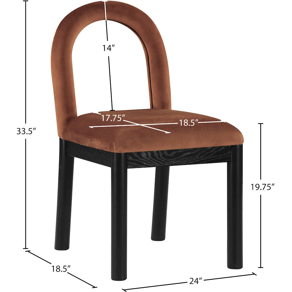 Conrad Cognac Velvet Dining Chair. Picture 8