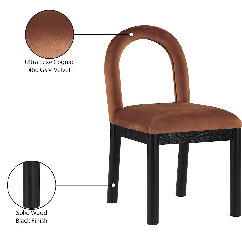 Conrad Cognac Velvet Dining Chair. Picture 9
