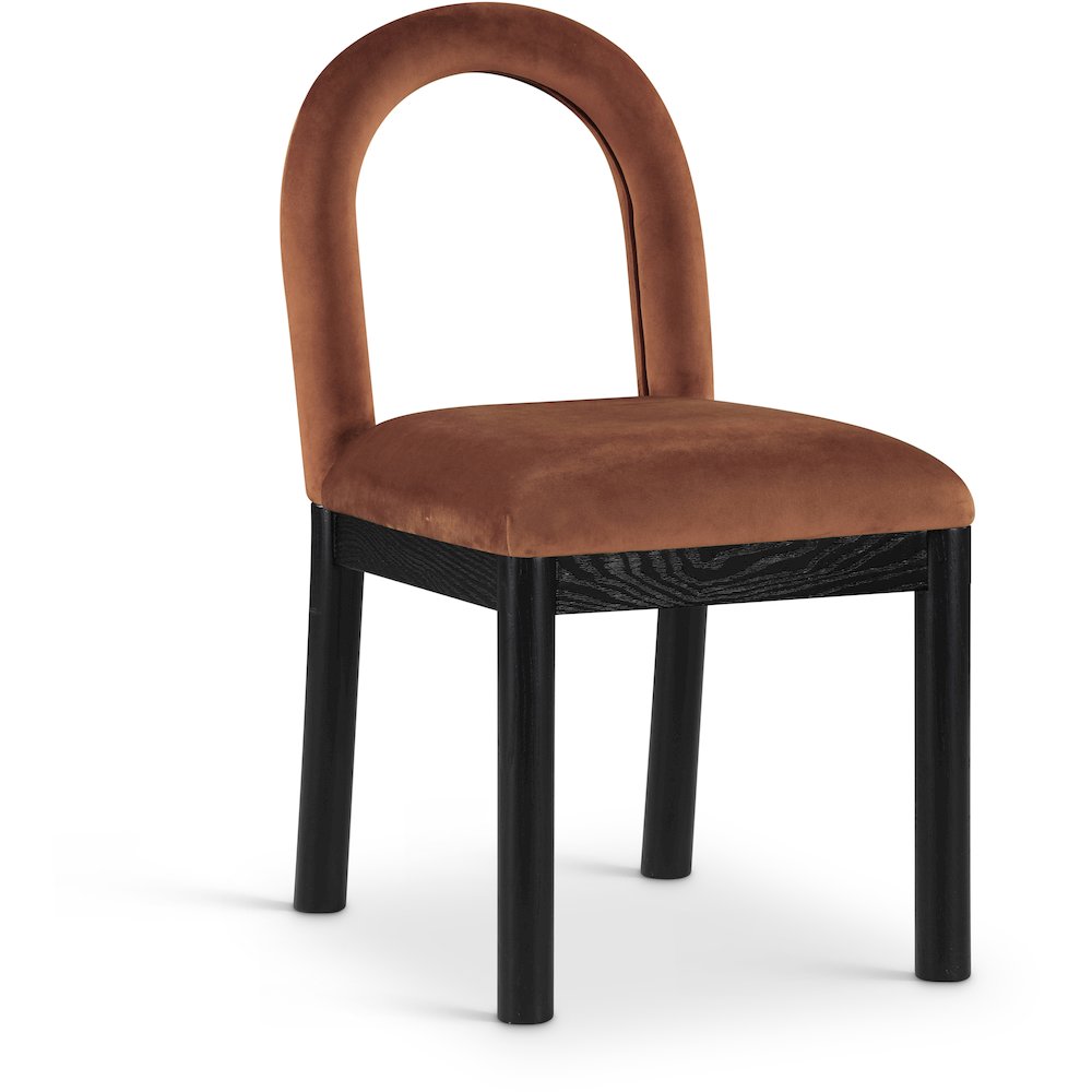 Conrad Cognac Velvet Dining Chair. Picture 1