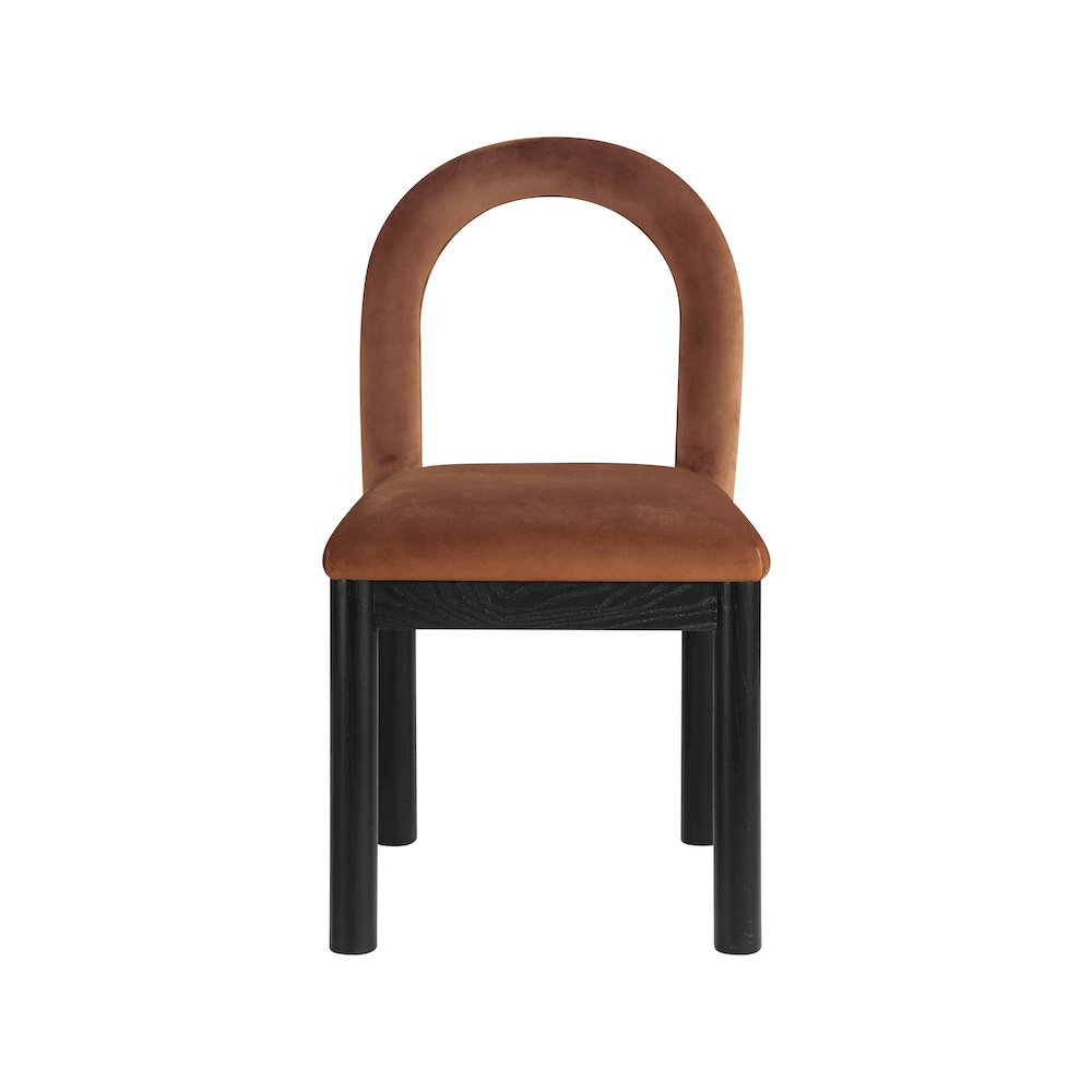 Conrad Cognac Velvet Dining Chair. Picture 3