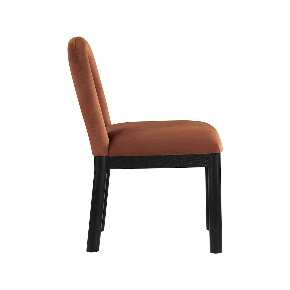 Conrad Cognac Velvet Dining Chair. Picture 4