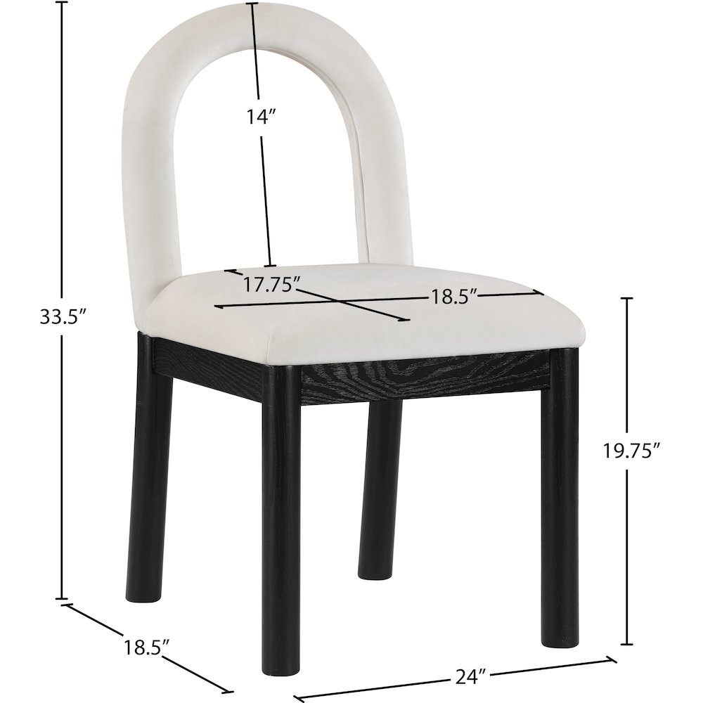 Conrad Cream Velvet Dining Chair. Picture 8