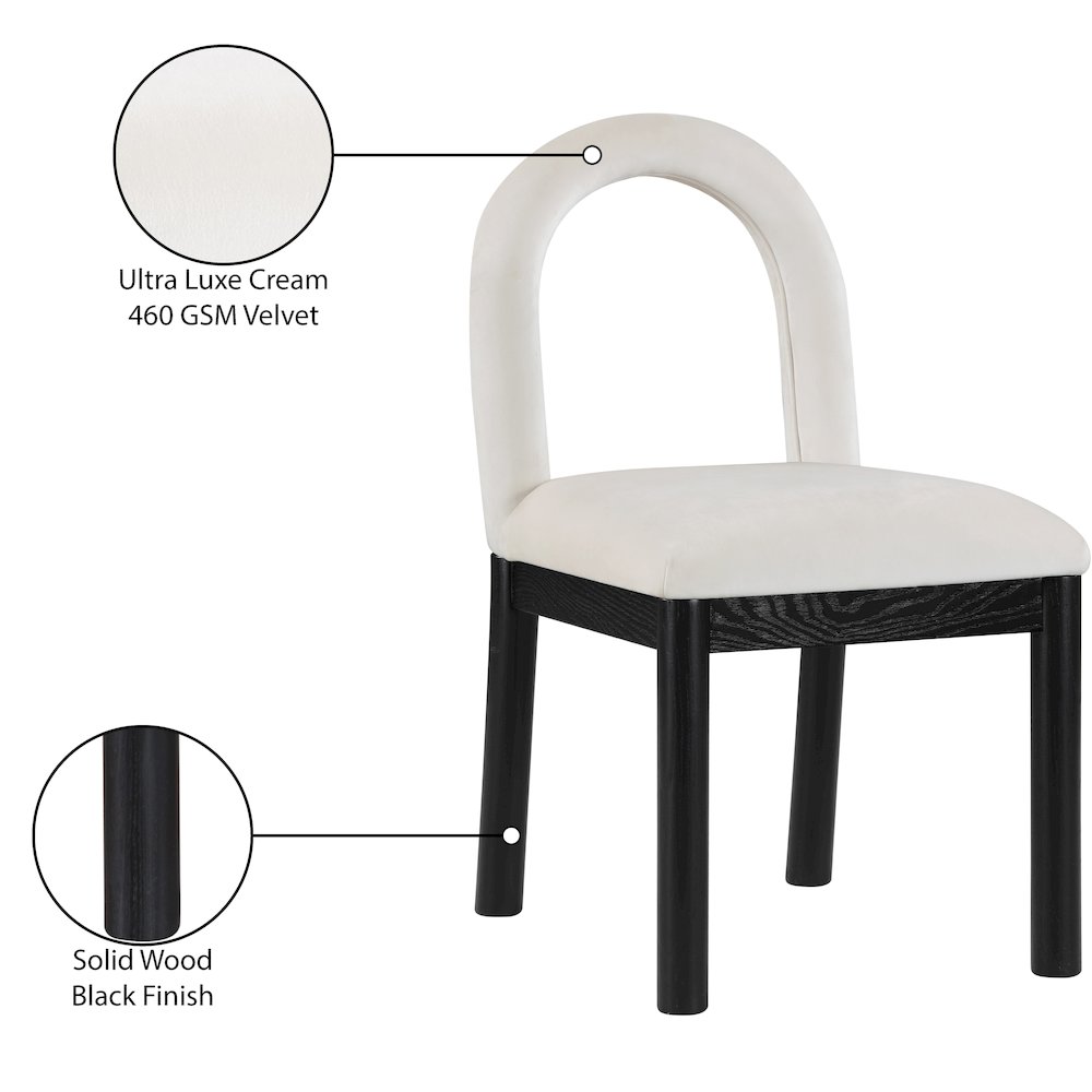 Conrad Cream Velvet Dining Chair. Picture 9