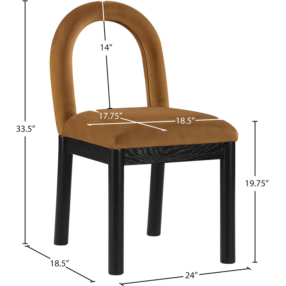 Conrad Saddle Velvet Dining Chair. Picture 8