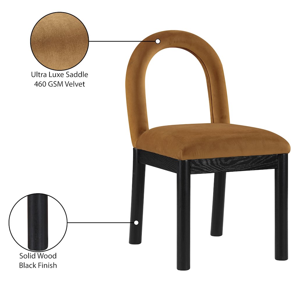 Conrad Saddle Velvet Dining Chair. Picture 9