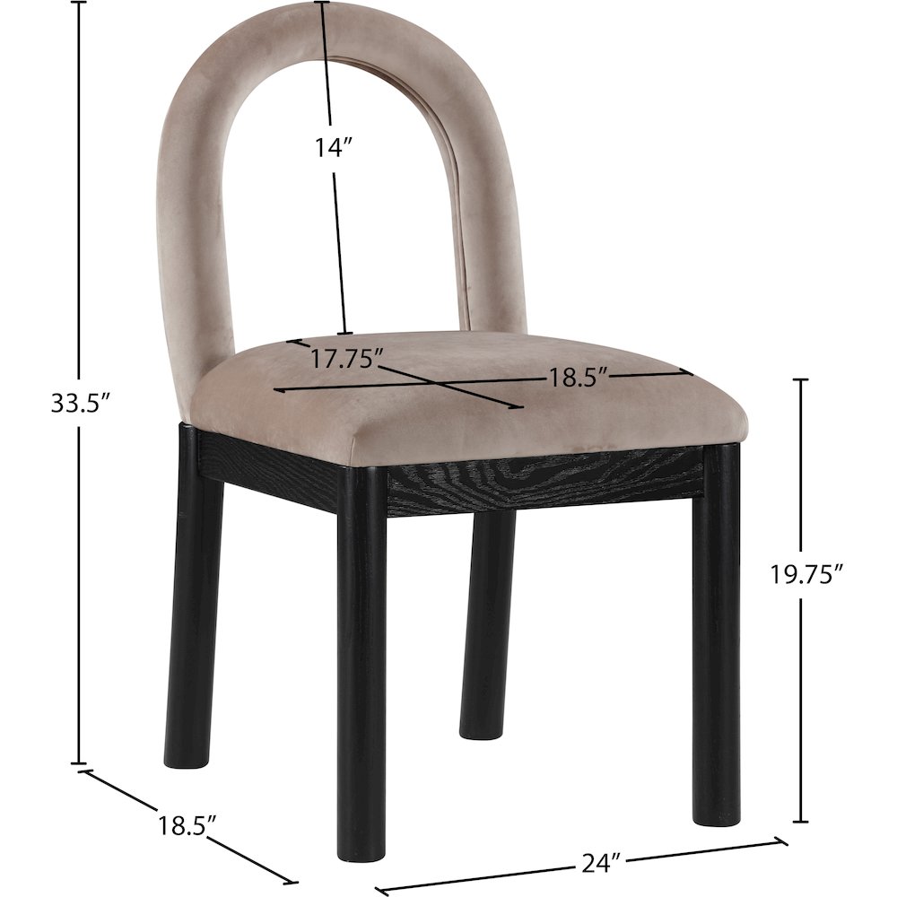 Conrad Taupe Velvet Dining Chair. Picture 8