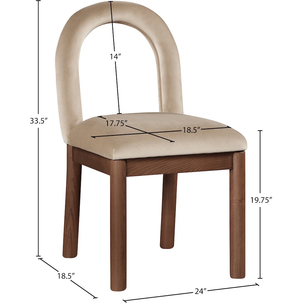 Conrad Beige Velvet Dining Chair. Picture 8