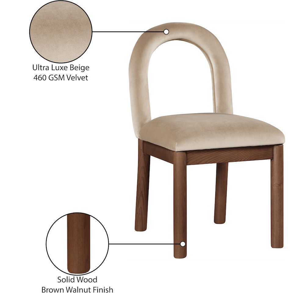 Conrad Beige Velvet Dining Chair. Picture 9