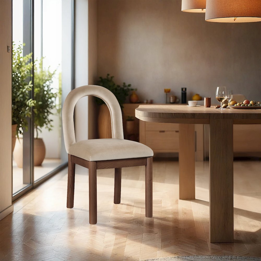 Conrad Beige Velvet Dining Chair. Picture 2