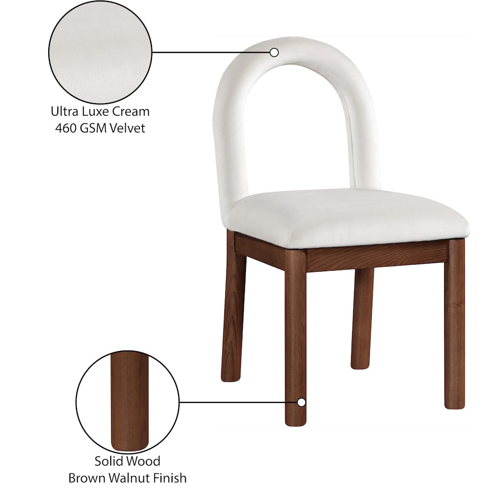 Conrad Cream Velvet Dining Chair. Picture 9