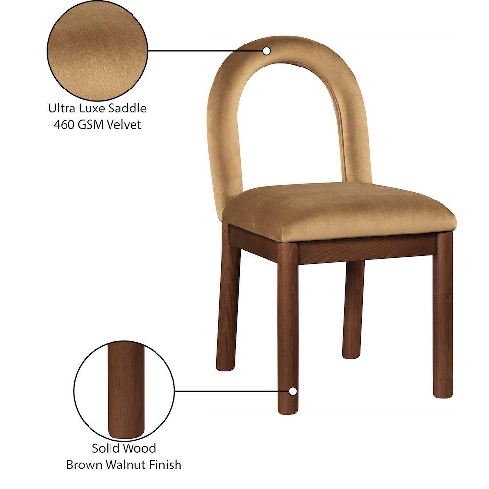 Conrad Saddle Velvet Dining Chair. Picture 9