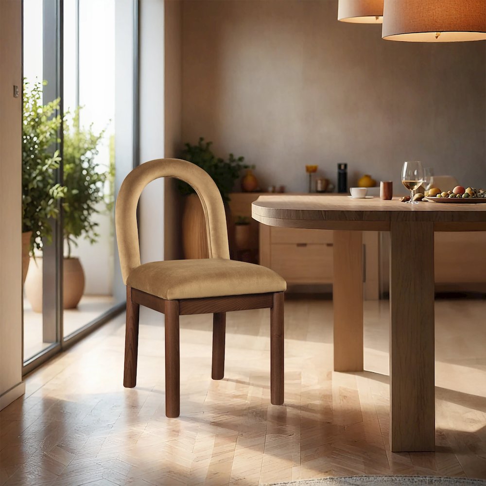 Conrad Saddle Velvet Dining Chair. Picture 2