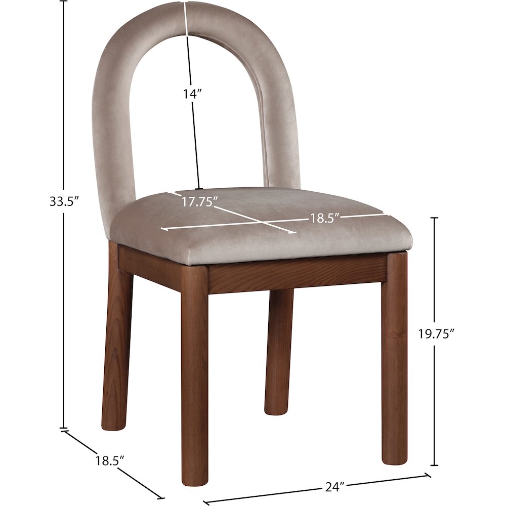 Conrad Taupe Velvet Dining Chair. Picture 8