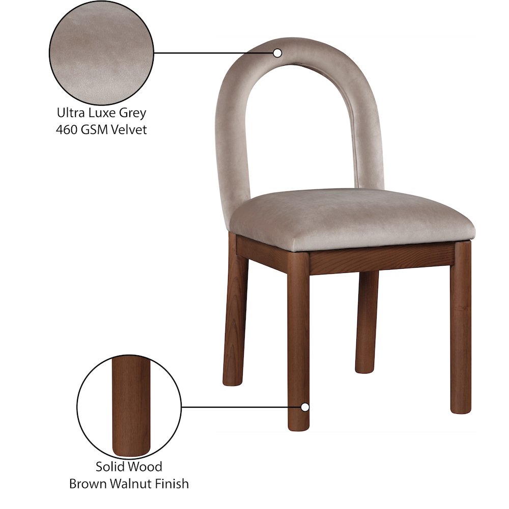 Conrad Taupe Velvet Dining Chair. Picture 9