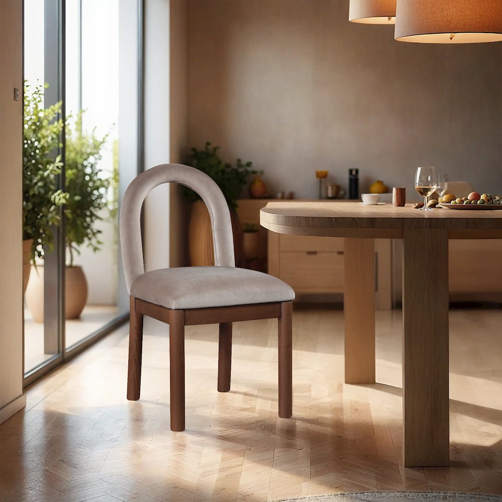 Conrad Taupe Velvet Dining Chair. Picture 2
