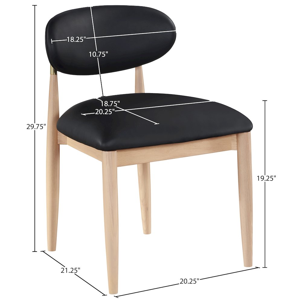 Riccio Black Vegan Leather Upholstered Dining Side Chair, Set of 2. Picture 10