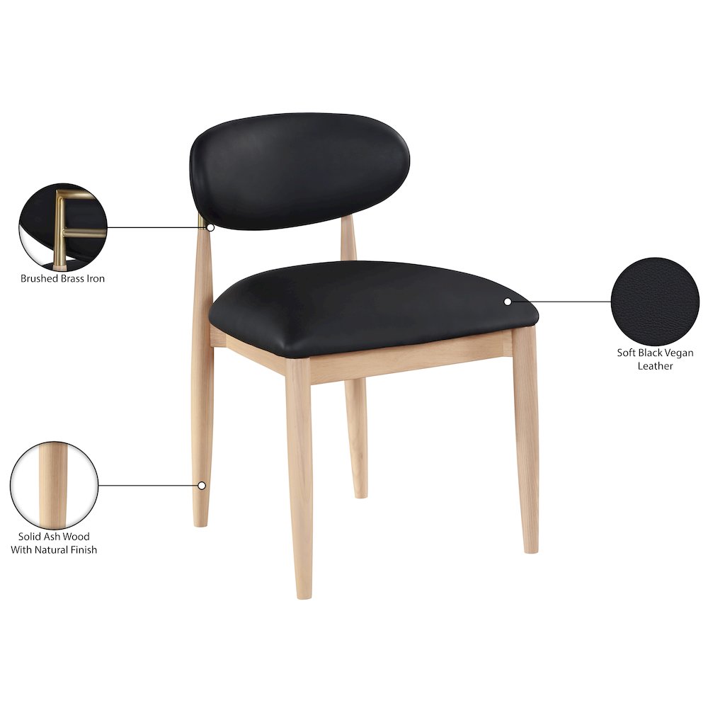 Riccio Black Vegan Leather Upholstered Dining Side Chair, Set of 2. Picture 11