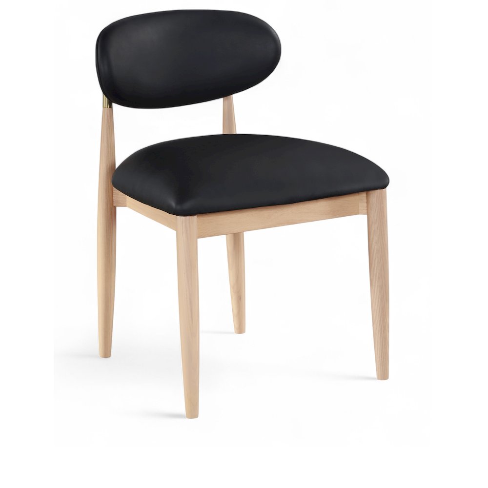 Riccio Black Vegan Leather Upholstered Dining Side Chair, Set of 2. Picture 2