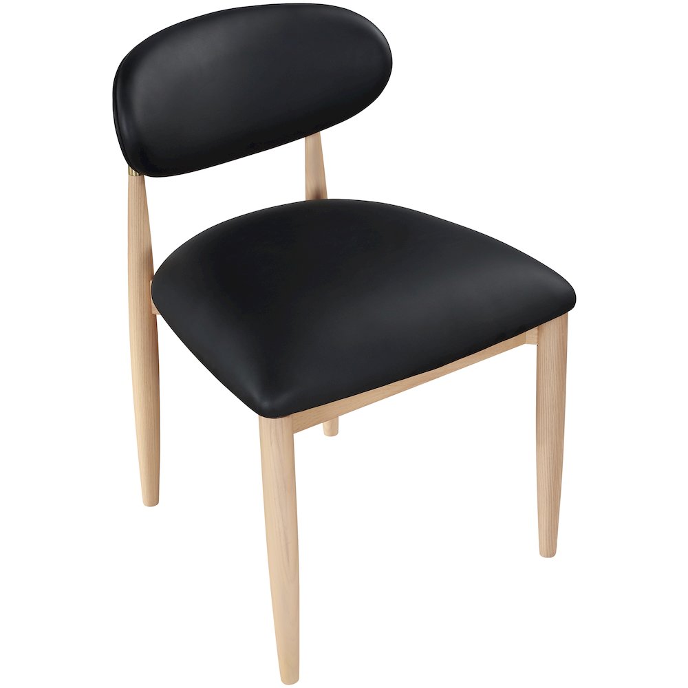 Riccio Black Vegan Leather Upholstered Dining Side Chair, Set of 2. Picture 5