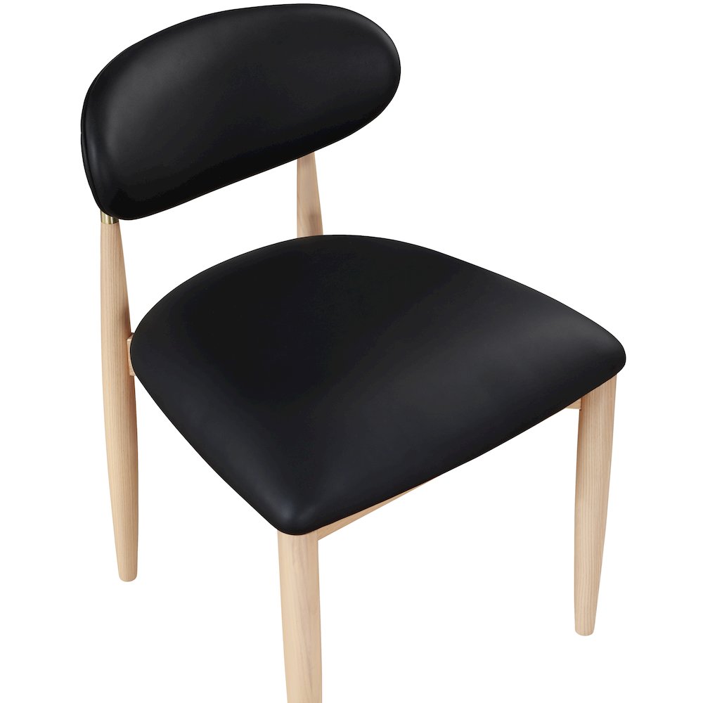 Riccio Black Vegan Leather Upholstered Dining Side Chair, Set of 2. Picture 6