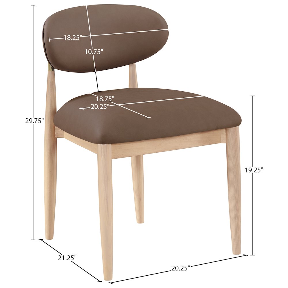 Riccio Brown Vegan Leather Upholstered Dining Side Chair, Set of 2. Picture 10