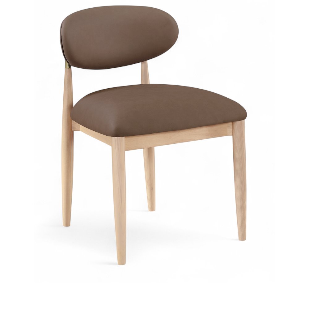 Riccio Brown Vegan Leather Upholstered Dining Side Chair, Set of 2. Picture 2
