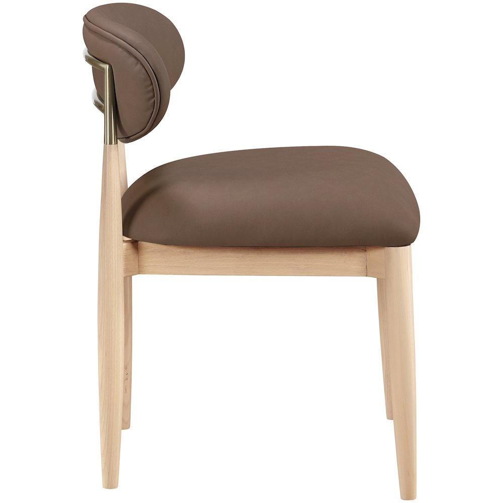 Riccio Brown Vegan Leather Upholstered Dining Side Chair, Set of 2. Picture 3