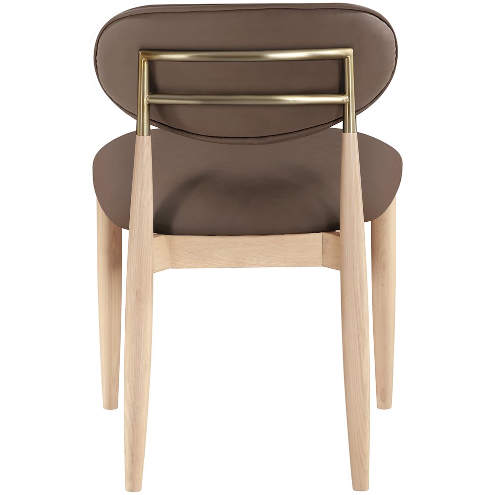 Riccio Brown Vegan Leather Upholstered Dining Side Chair, Set of 2. Picture 4