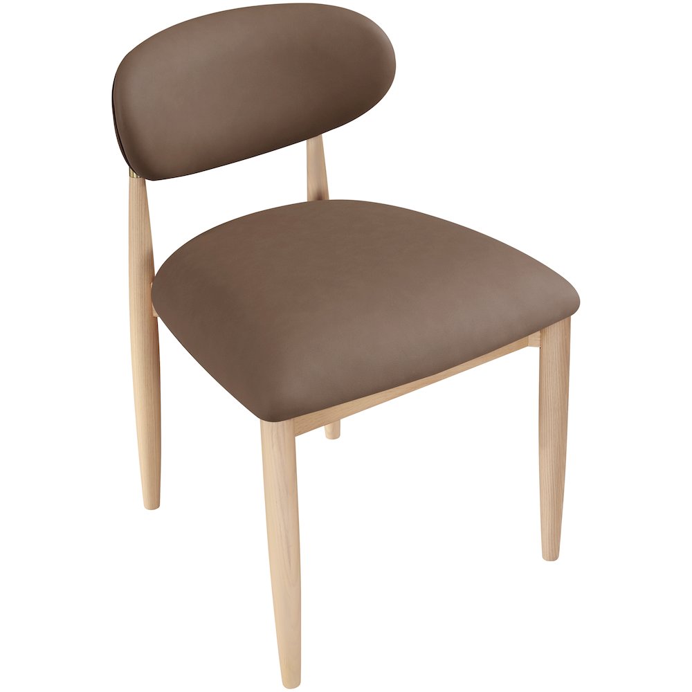 Riccio Brown Vegan Leather Upholstered Dining Side Chair, Set of 2. Picture 5