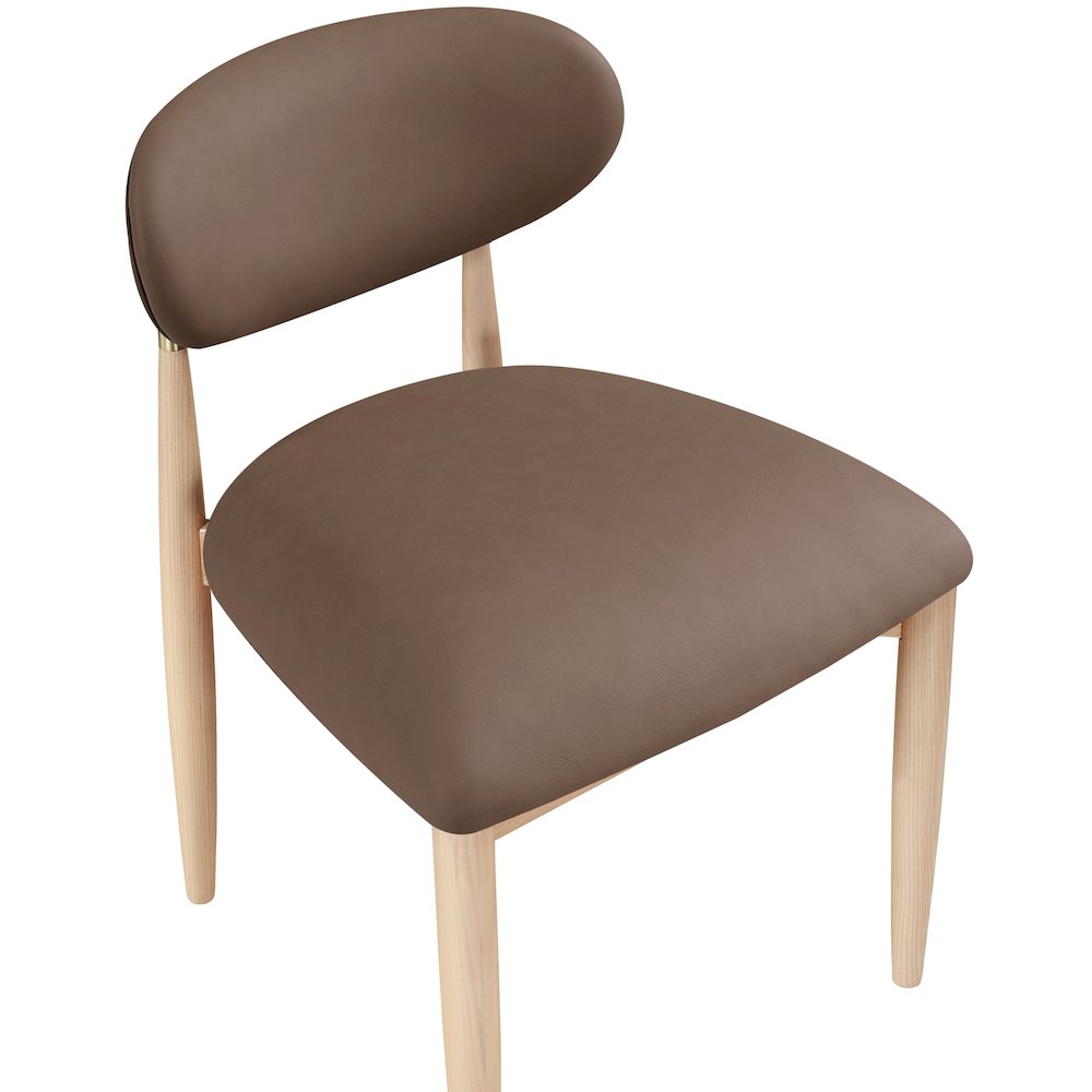 Riccio Brown Vegan Leather Upholstered Dining Side Chair, Set of 2. Picture 6