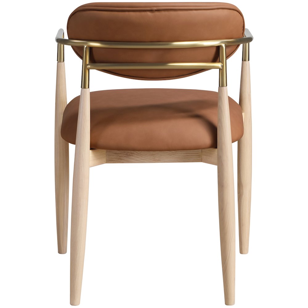 Riccio Cognac Vegan Leather Upholstered Dining Arm Chair, Set of 2. Picture 4