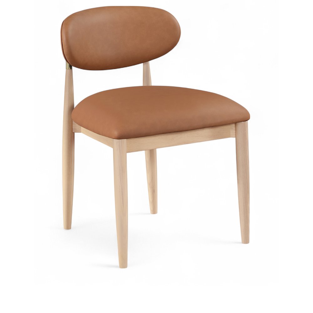 Riccio Cognac Vegan Leather Upholstered Dining Side Chair, Set of 2. Picture 2