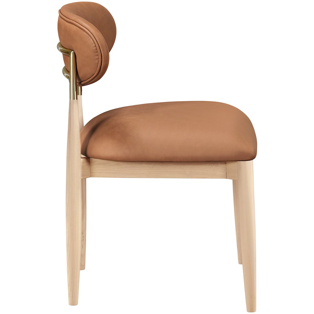 Riccio Cognac Vegan Leather Upholstered Dining Side Chair, Set of 2. Picture 3