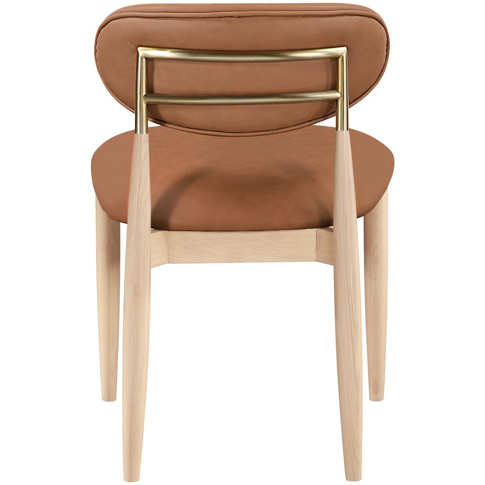 Riccio Cognac Vegan Leather Upholstered Dining Side Chair, Set of 2. Picture 4