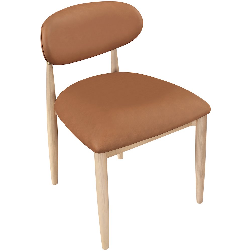 Riccio Cognac Vegan Leather Upholstered Dining Side Chair, Set of 2. Picture 5