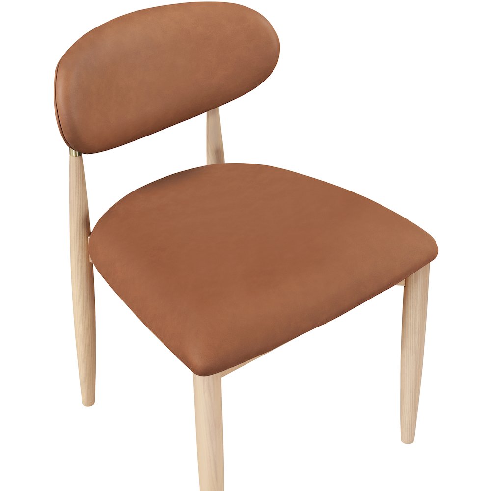 Riccio Cognac Vegan Leather Upholstered Dining Side Chair, Set of 2. Picture 6
