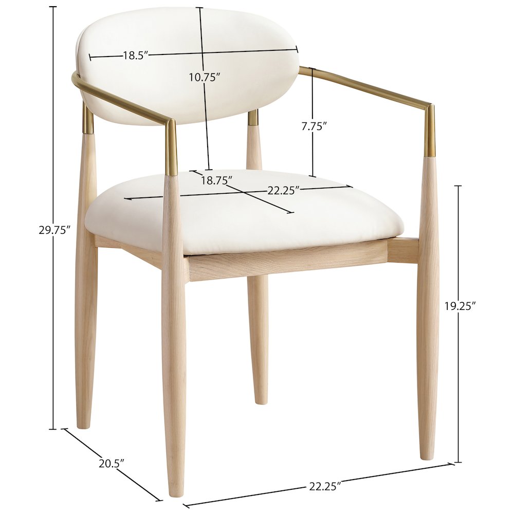 Riccio Cream Vegan Leather Upholstered Dining Arm Chair, Set of 2. Picture 10