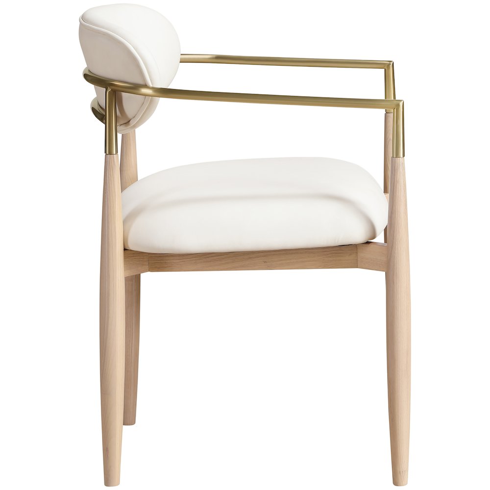 Riccio Cream Vegan Leather Upholstered Dining Arm Chair, Set of 2. Picture 3