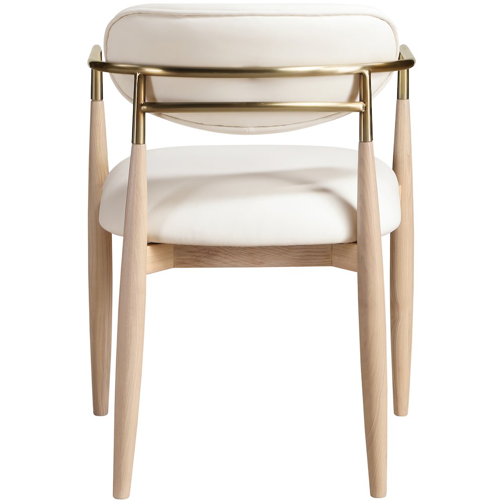 Riccio Cream Vegan Leather Upholstered Dining Arm Chair, Set of 2. Picture 4