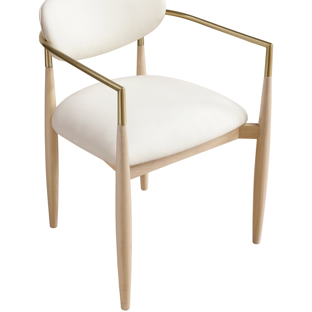 Riccio Cream Vegan Leather Upholstered Dining Arm Chair, Set of 2. Picture 5