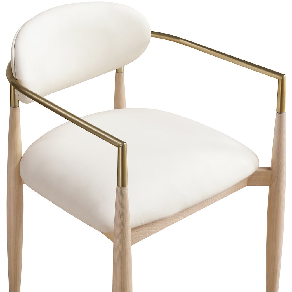 Riccio Cream Vegan Leather Upholstered Dining Arm Chair, Set of 2. Picture 6