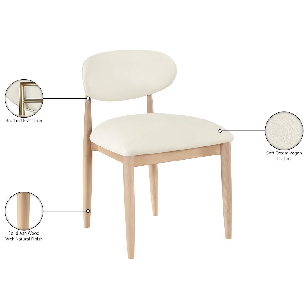 Riccio Cream Vegan Leather Upholstered Dining Side Chair, Set of 2. Picture 11