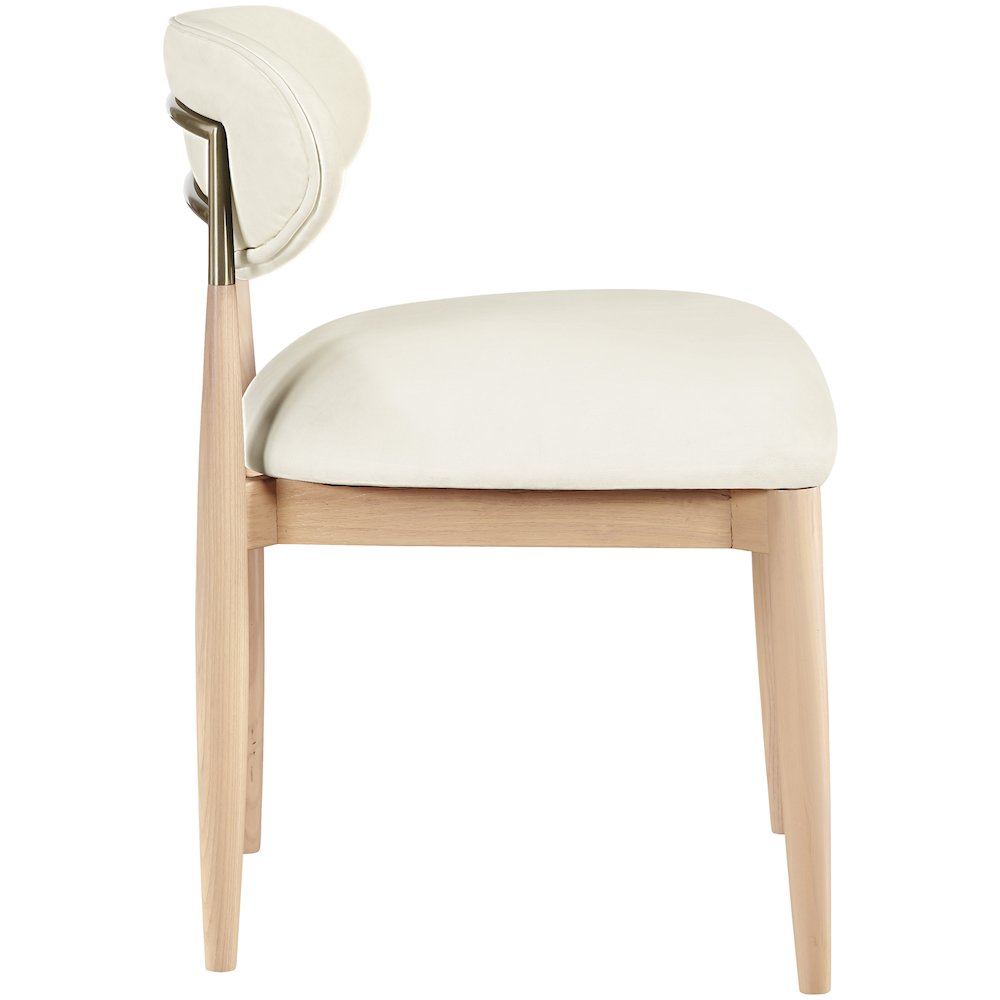 Riccio Cream Vegan Leather Upholstered Dining Side Chair, Set of 2. Picture 3