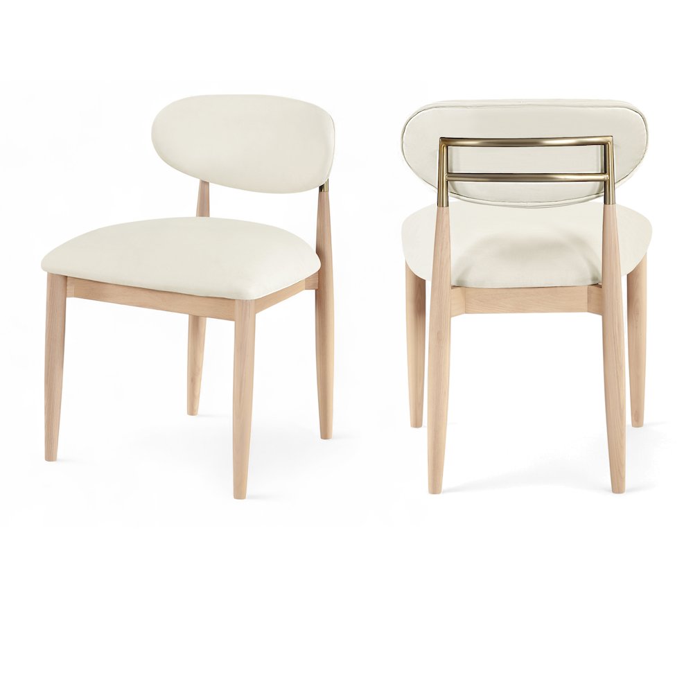 Riccio Cream Vegan Leather Upholstered Dining Side Chair, Set of 2. Picture 1