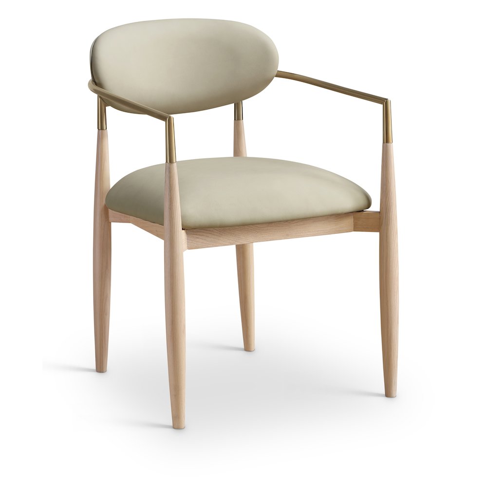 Riccio Taupe Vegan Leather Upholstered Dining Arm Chair, Set of 2. Picture 2