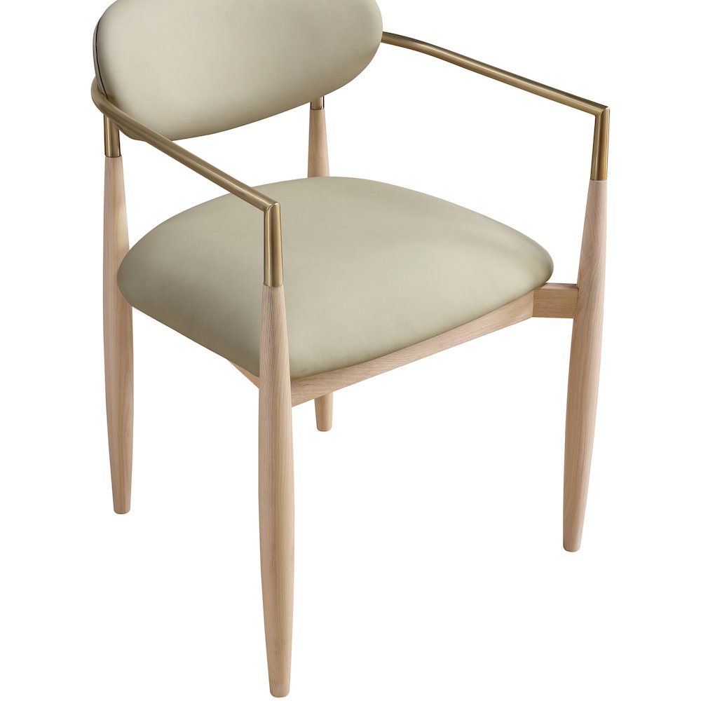 Riccio Taupe Vegan Leather Upholstered Dining Arm Chair, Set of 2. Picture 5