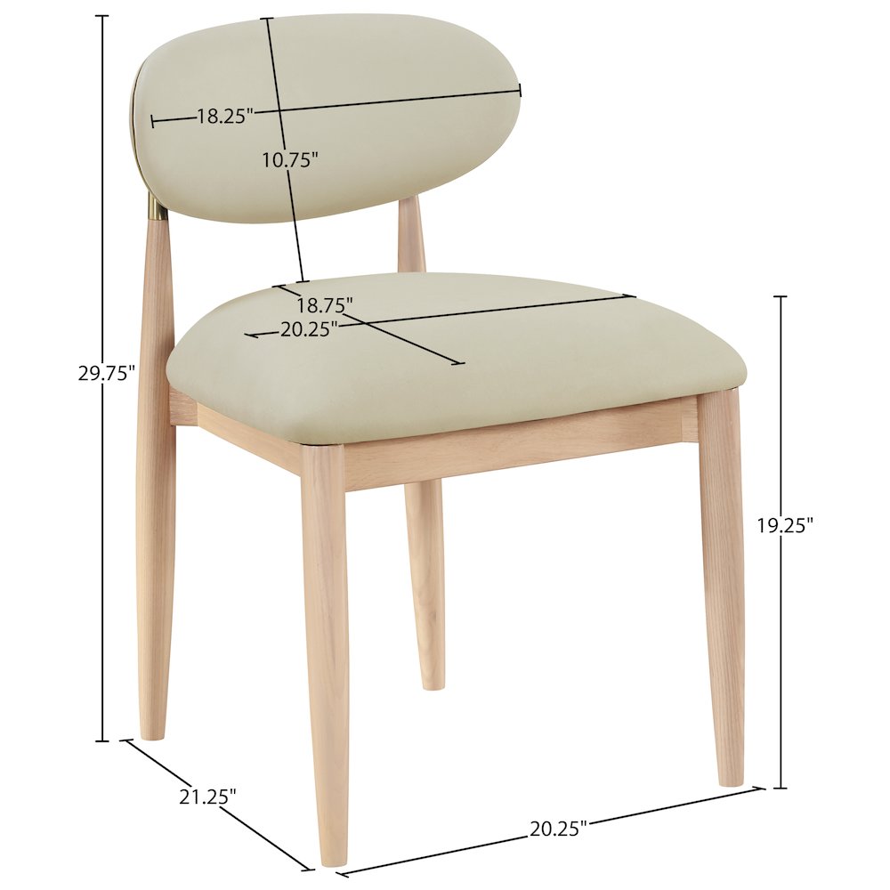Riccio Taupe Vegan Leather Upholstered Dining Side Chair, Set of 2. Picture 10