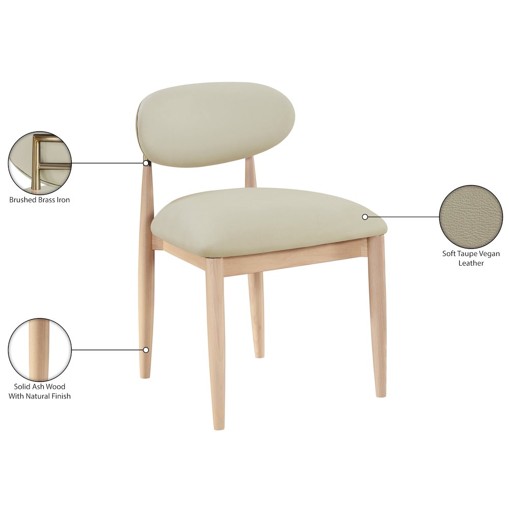 Riccio Taupe Vegan Leather Upholstered Dining Side Chair, Set of 2. Picture 11