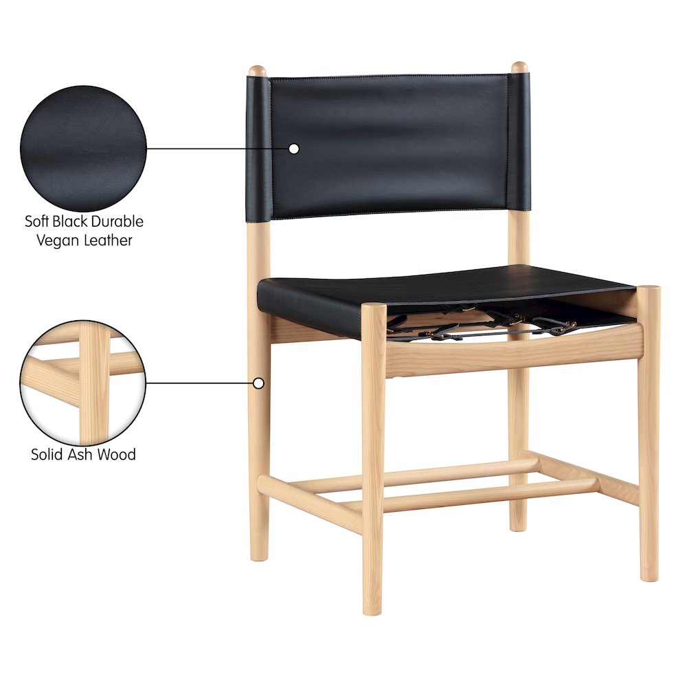 Rawlins Black Vegan Leather Upholstered Dining Chair, Set of 2. Picture 11