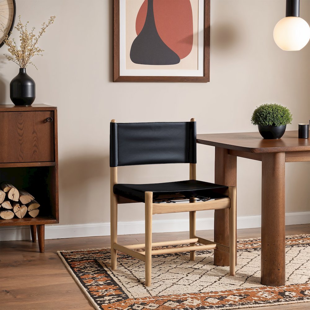 Rawlins Black Vegan Leather Upholstered Dining Chair, Set of 2. Picture 7